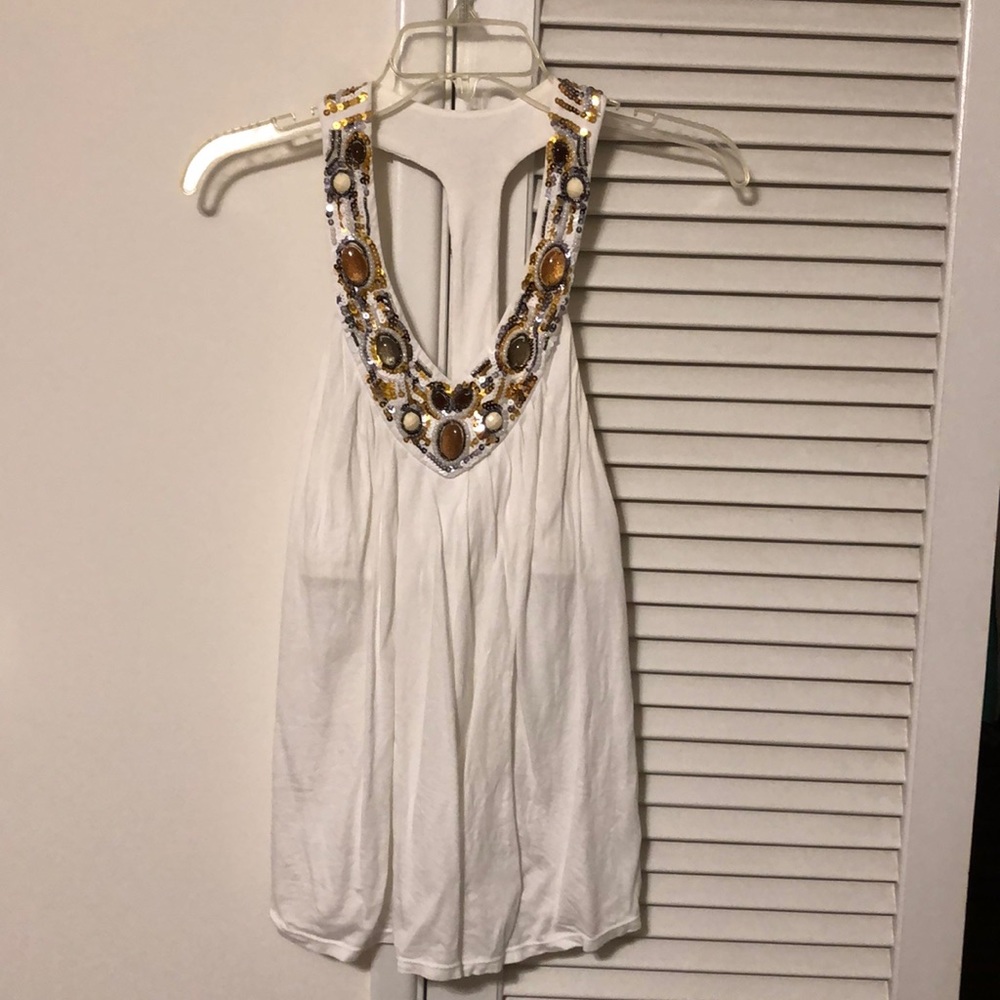 Built in bra beaded halter top